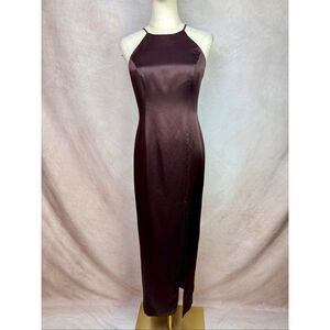Vintage 1990s Chocolate Satin Slip Dress Minimalist Y2K Silhouette Whimsygoth